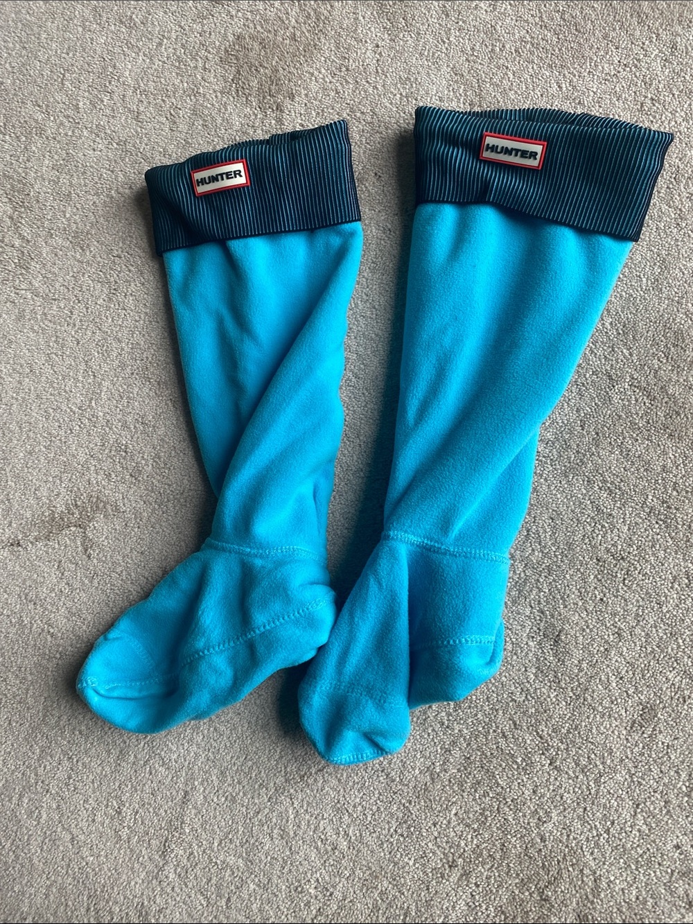 Hunter Women's Tall Boot Socks in Bright Turquoise with Navy Cuff